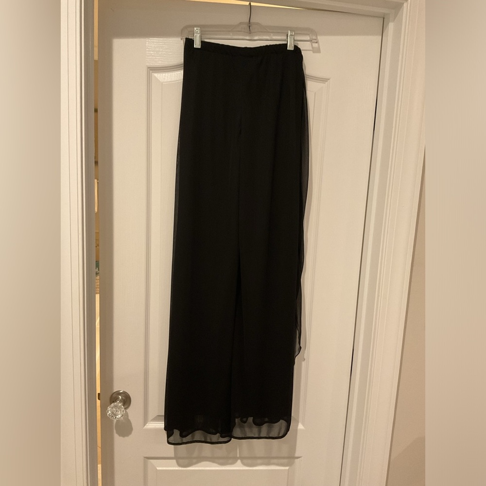 Palazzo Pant. Sheer over lining. Black XL